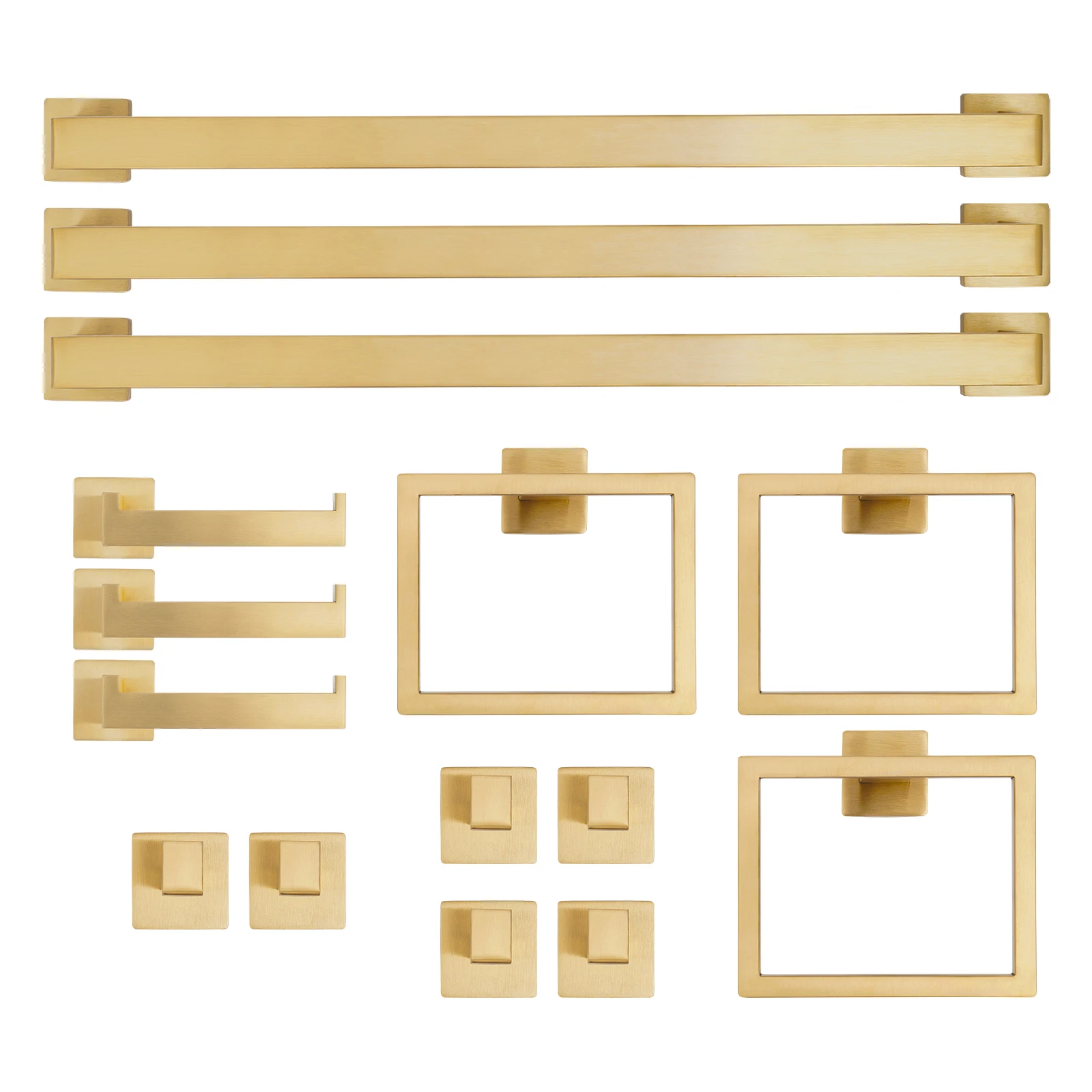 Ensemble de 15 barres porte-serviettes de salle de bain, ensemble de quincaillerie dorée, ensemble de barres porte-serviettes en acier inoxydable 201, ensemble de barres porte-serviettes murales,