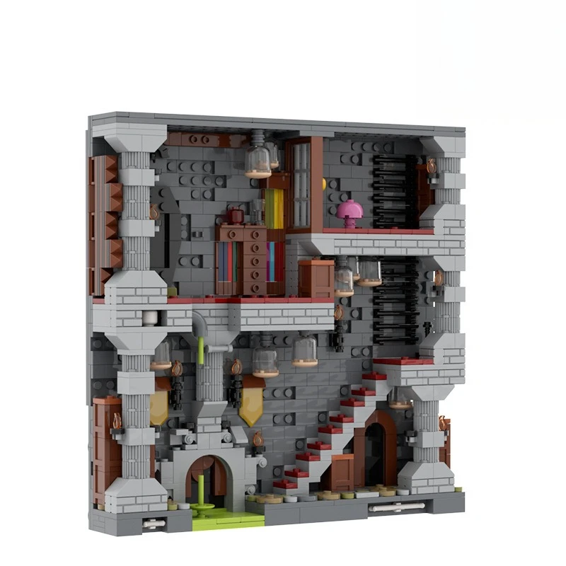 MOC Fantasy Castle Bausteine-Set – mittelalterliche Dungeon-Steine, DIY Dragon Lair Modellbausatz, Geschenk für Gamer, Fans, Sammler Image