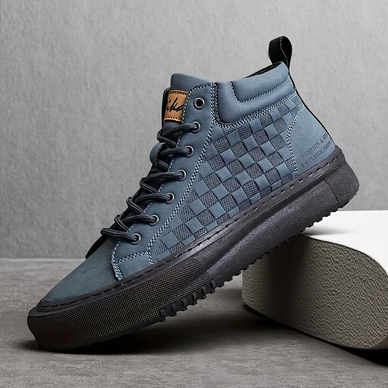 High-Top Lace-Up Men's Shoes, Bubuk Fashionable Casual Sneakers, Versatile Men's Shoes, Men's Casual Sneakers, Everyday Casual Work Shoes, Outdoor Walking Shoes, Lace-Up Casual Men's Shoes