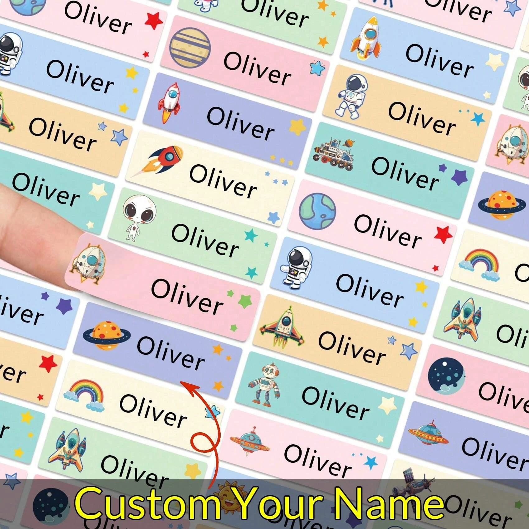 4,6 * 1,5 cm benutzerdefinierte wasserfeste Namensaufkleber, personalisierte Namensetiketten für Kinder, individuelle Namensschilder für Kindertagesstätte, Essentials für die Kindertagesstätte Image