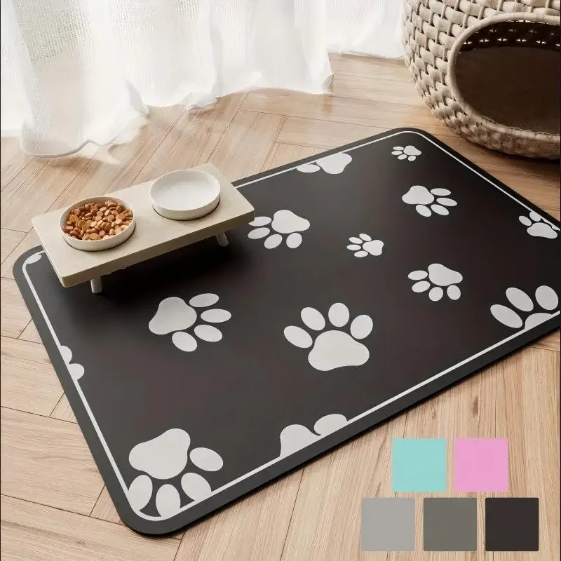 VIKAMA tapis de sol pour animaux de compagnie dessin animé Diatomite antidérapant Absorption d'eau résistant à l'usure fuite facile à nettoyer tapis de nourriture pour chien tapis de nourriture pour