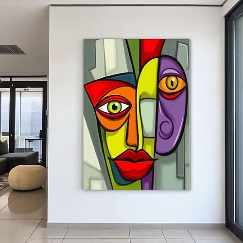 dipinto a olio fatto a mano astratto ritratto di donna tela arte murale astratto pittura del viso di donna pittura femminile minimale ritratto di donna vibrante decorazione murale