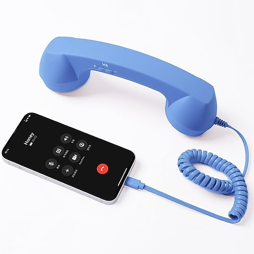 ricevitore cablato tipo C per telefono retrò per smartphone, auricolare in stile telefono classico con microfono, riduzione del rumore, plug and play per uso domestico in ufficio
