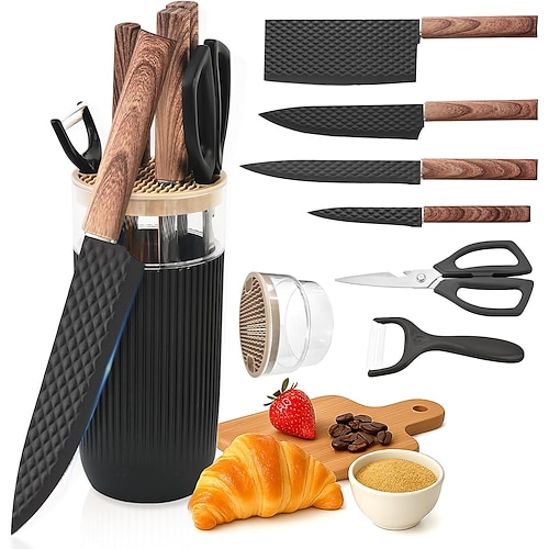 set di coltelli set di coltelli da cucina da 7 pezzi con coltelli da chef e da carne affilati set di coltelli multiuso antiruggine per cucina set di coltelli da cucina blu