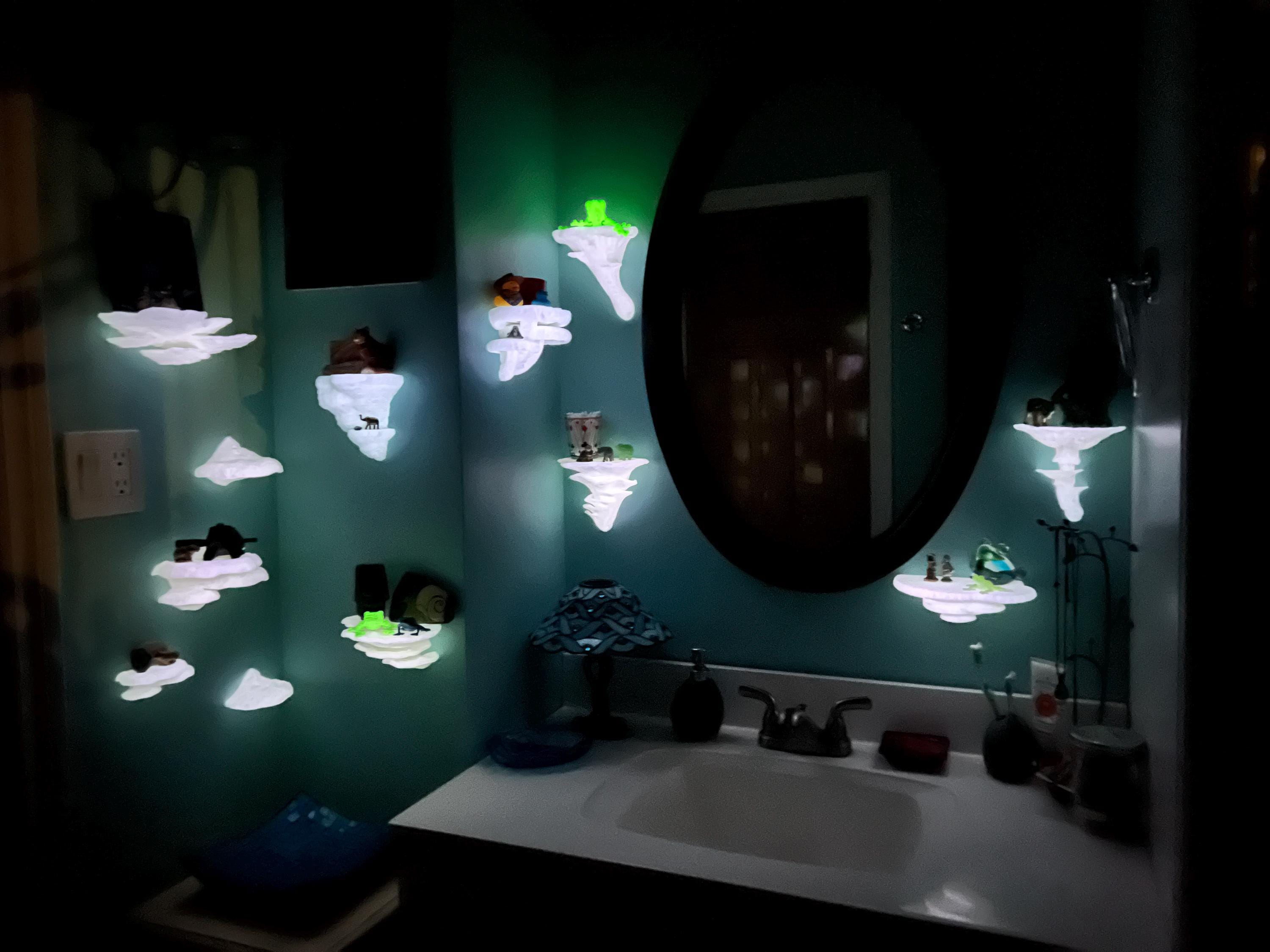 Set di 12 mensole sospese a forma di fungo, mensole galleggianti per micologia che si illuminano al buio, contenitori da parete per dormitori, decoraz