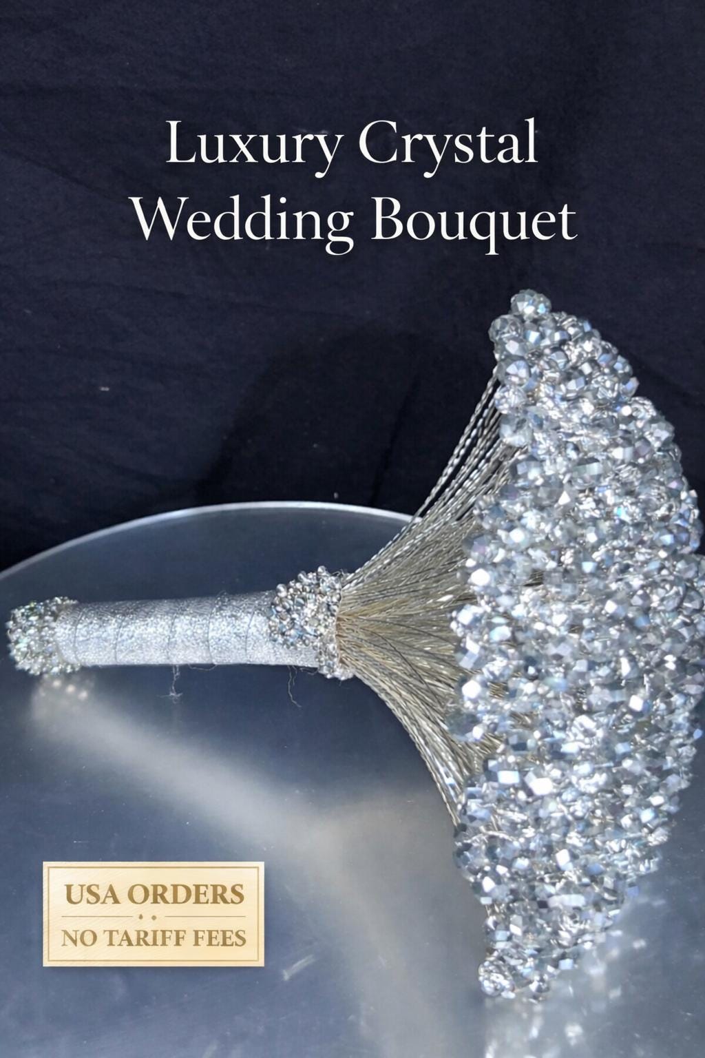 Bouquet da sposa di lusso con cristalli argentati e ricordo - Bouquet da sposa con perline fatto a mano -