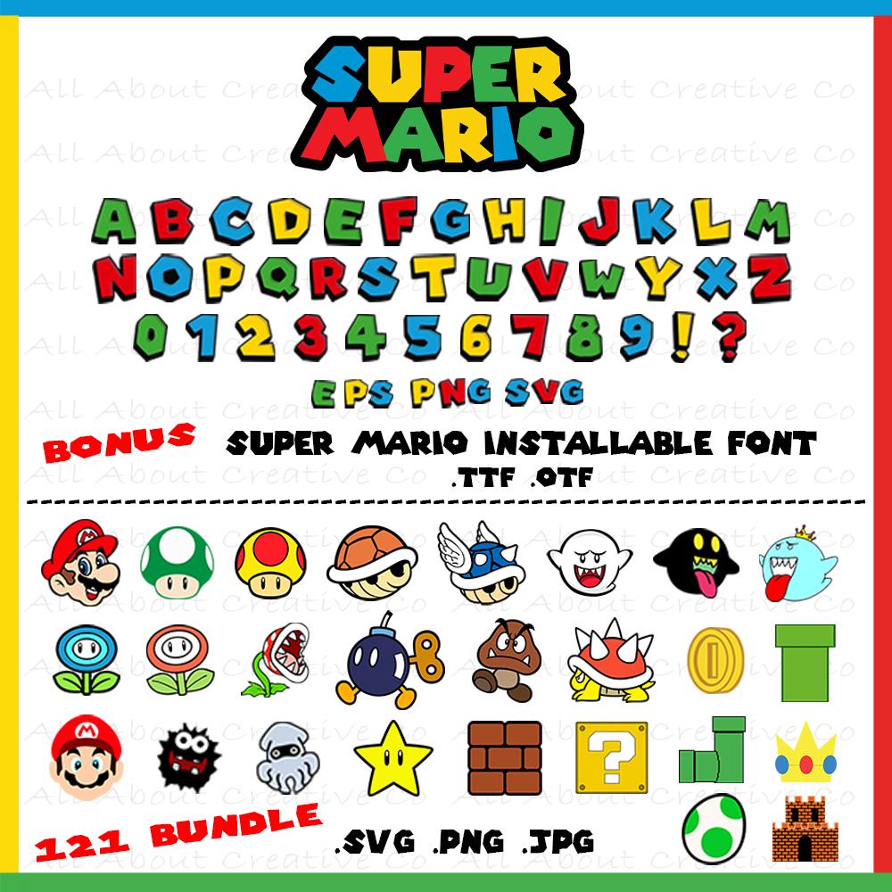 Carattere Super Mario, carattere Mario, lettere Super Mario, carattere Super Mario SVG, carattere Super Mario Cricut, silhouette carattere Super Mario