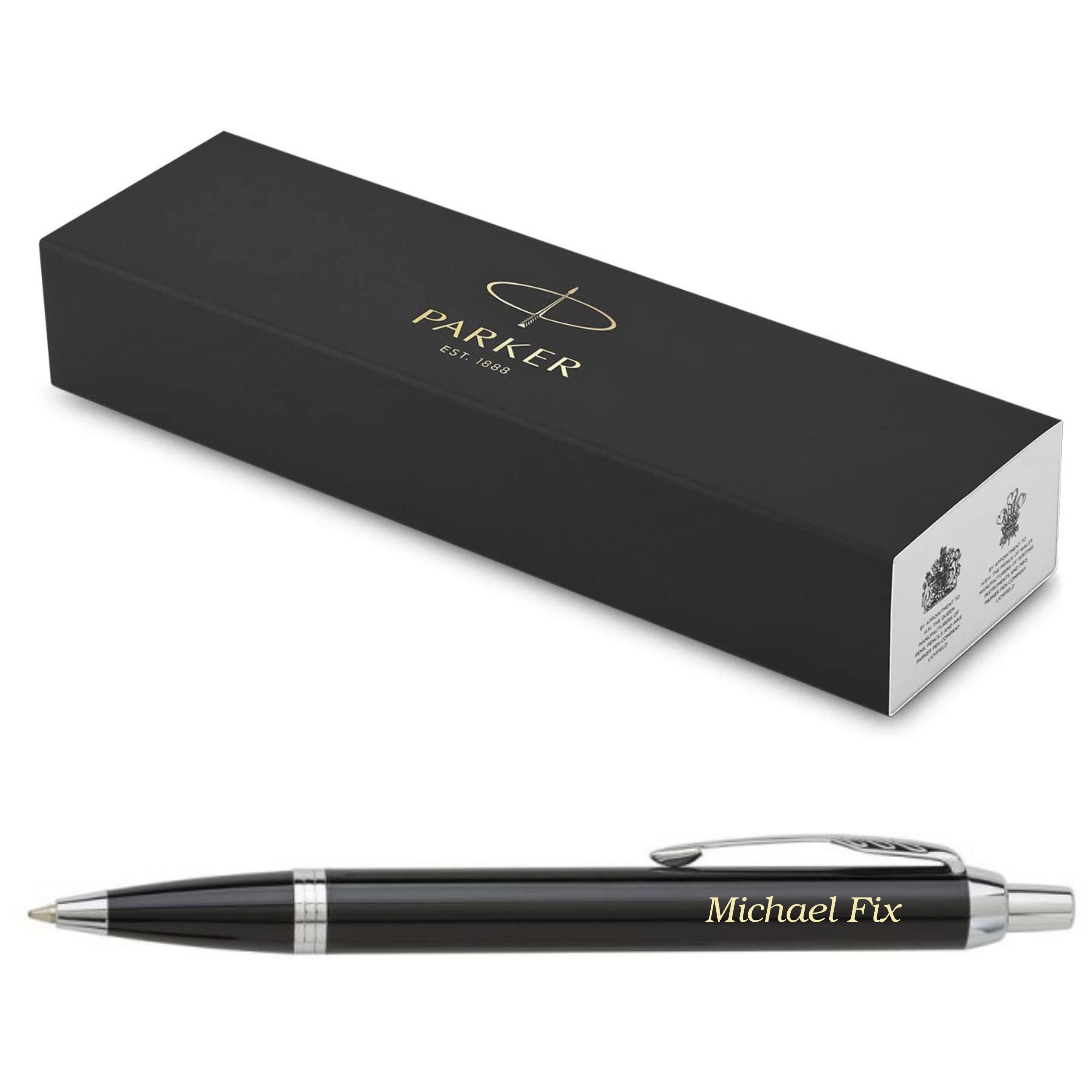 Penna a sfera Parker IM Core IM laccata nera C.C. 1931665 con incisione ricarica blu - regalo di compleanno con scatola regalo