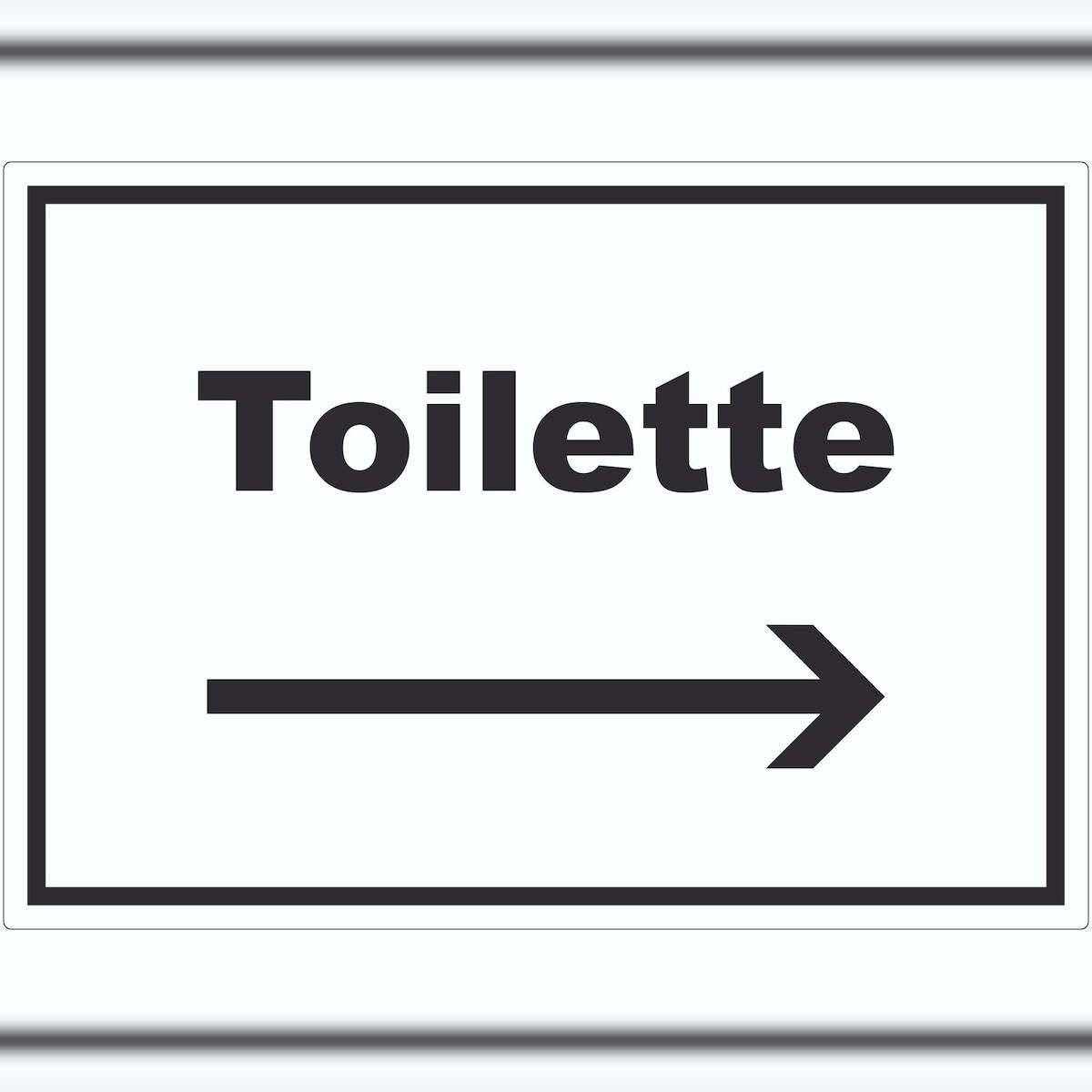HB-Druck Toilette Aufkleber mit Text und Richtungspfeil rechts Klo WC waagerecht A8 (52x74mm) Image