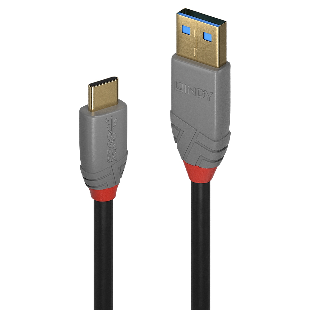 Lindy 36910 Lindy USB 3.1 Kabel Typ A/C 5A PD Anthra Line M/M 0.5m Image