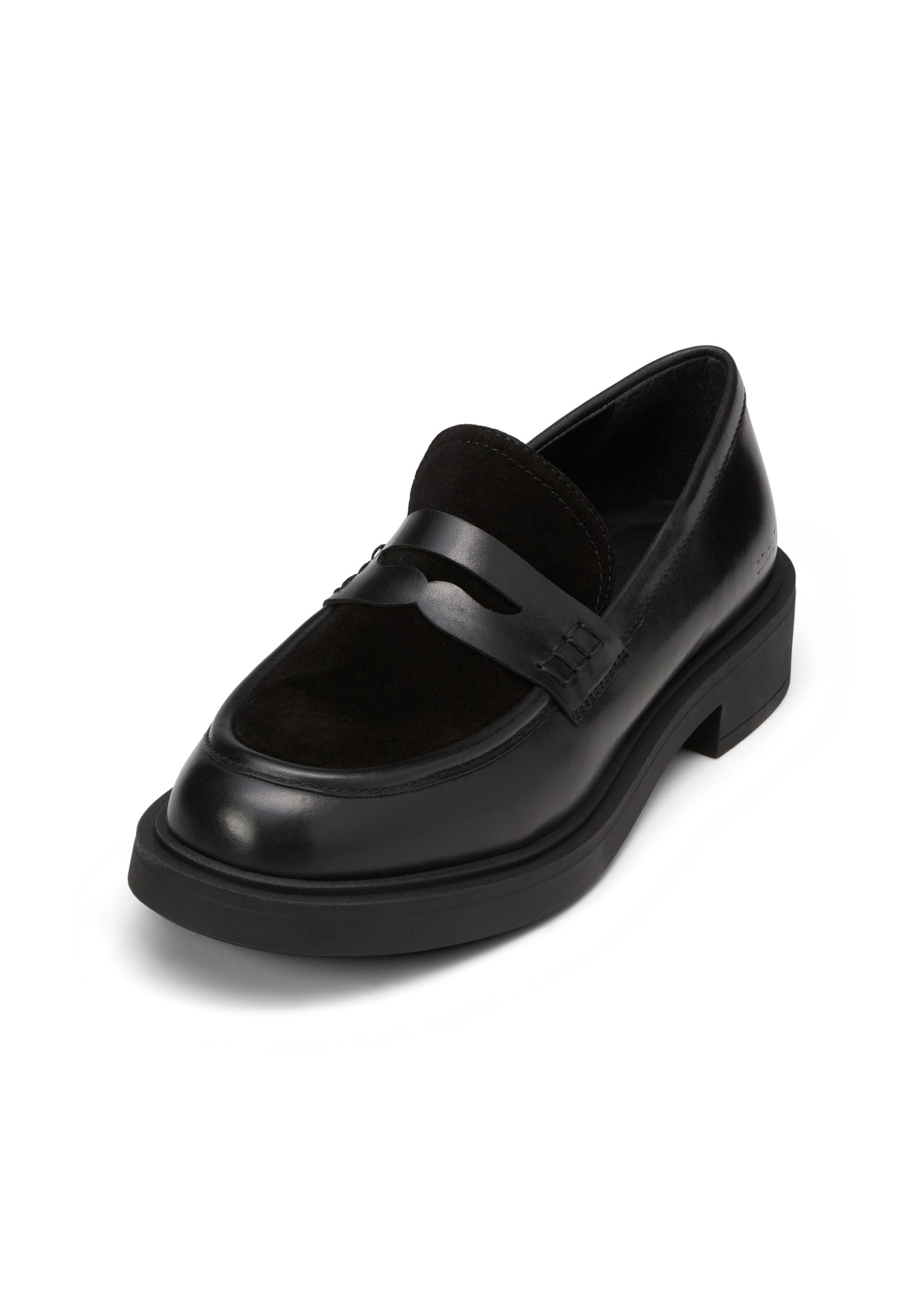 Loafer MARC O'POLO "aus Leder-Mix: glatt und Velours", Damen, Gr. 40, schwarz, Obermaterial: 100% Leder (Rind), unifarben, Schuhe Loafer
