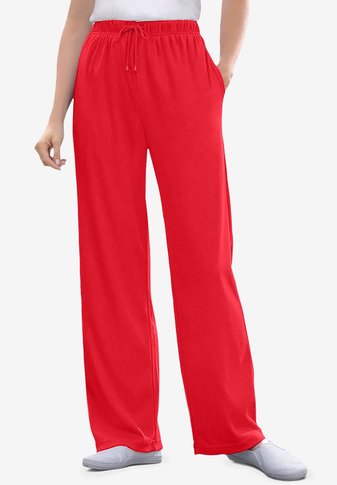Plus Size Women's Sport Knit Straight-Leg Pull-On Pants by Woman Within in Vivid Red (Size 6X)
