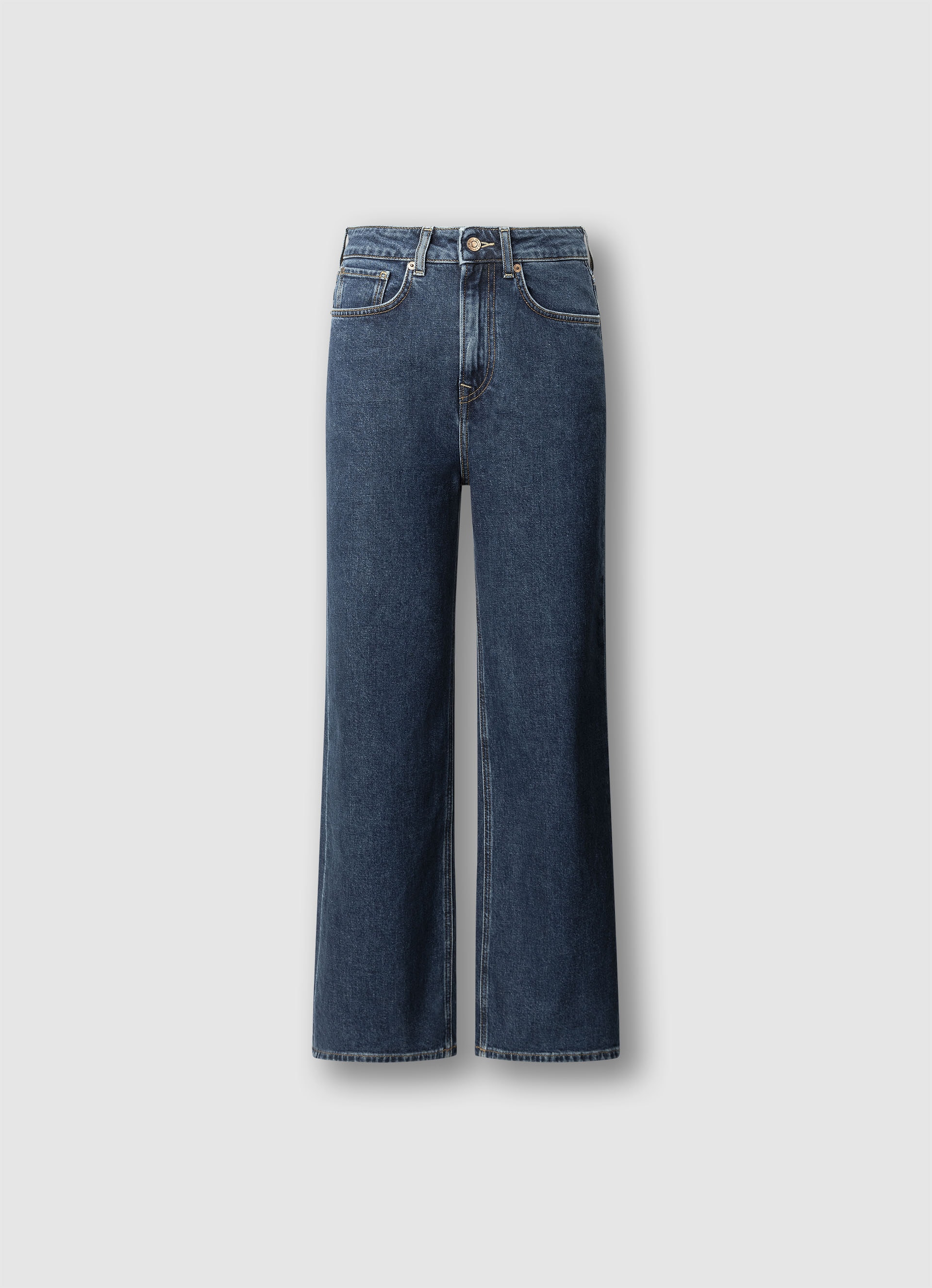 Straight-Jeans PEPE JEANS "UHW – Ultra High Waist", Damen, Gr. 29, Länge 30, mid blau, Denim/Jeans, Obermaterial: 99% Baumwolle, 1% Elasthan, straight fit lang, Jeans Straight-Jeans, mit hohem Bund