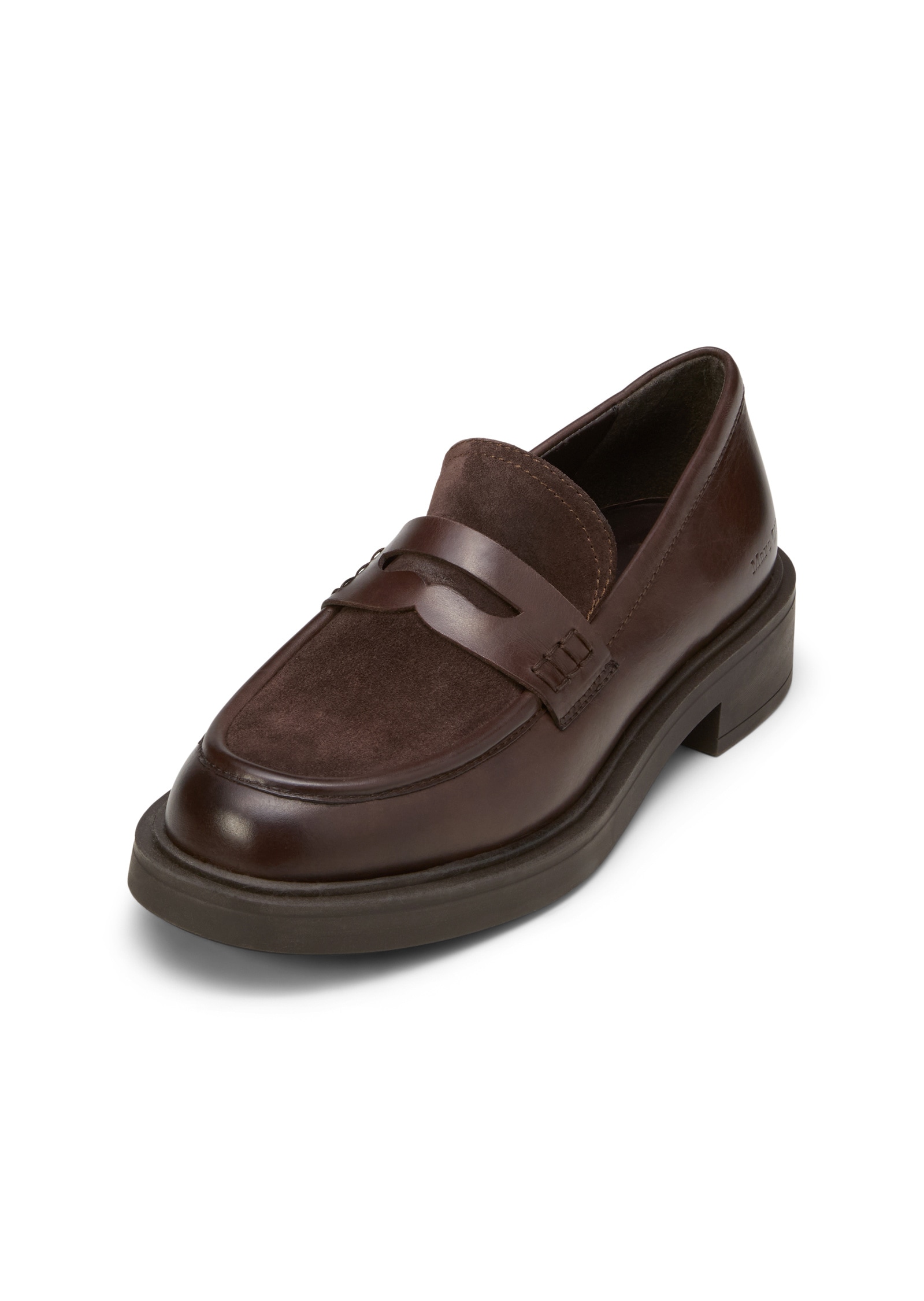 Loafer MARC O'POLO "aus Leder-Mix: glatt und Velours", Damen, Gr. 37, schwarz braun, Obermaterial: 100% Leder (Rind), unifarben, Schuhe Loafer