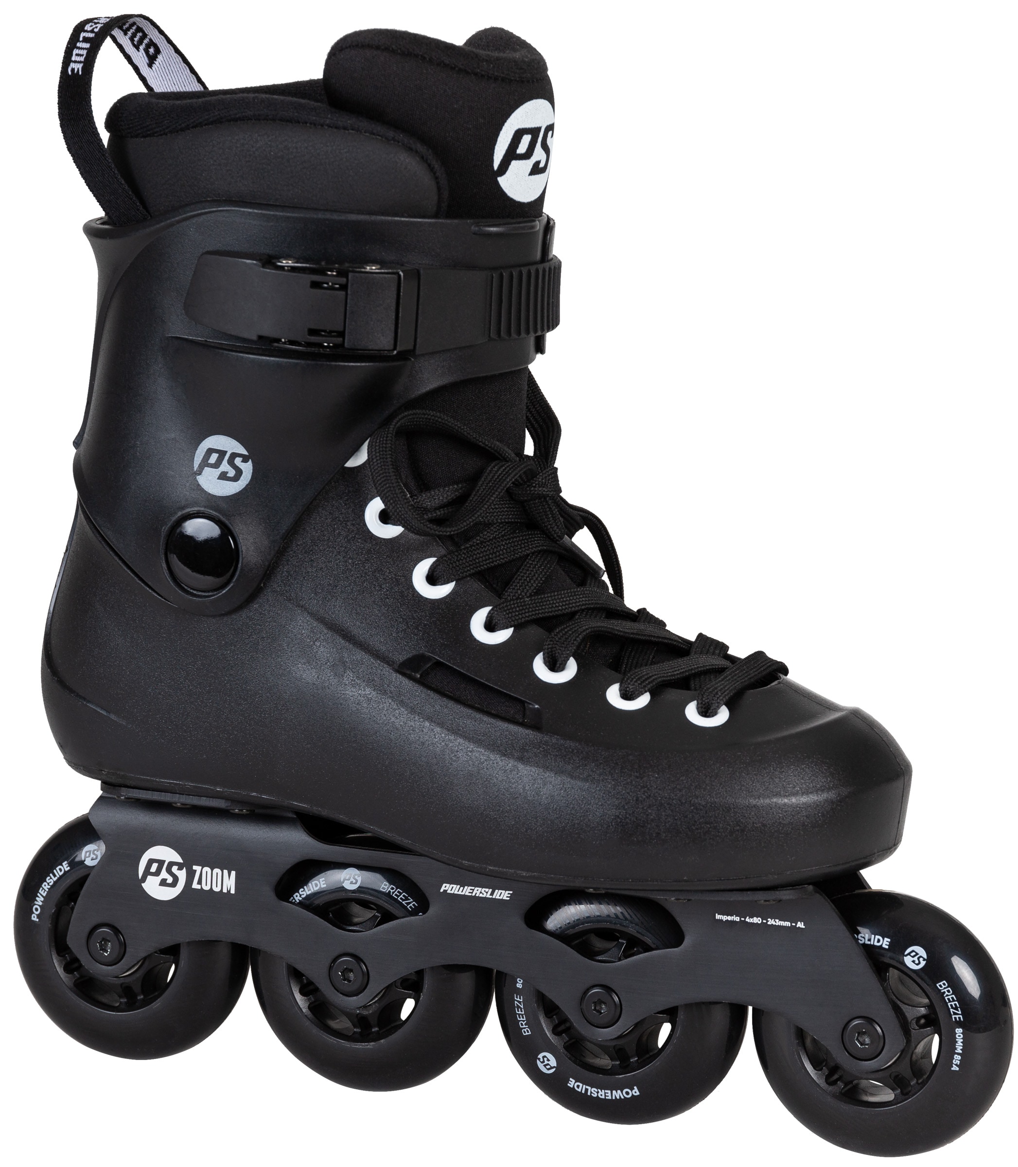 Inlineskates POWERSLIDE "Zoom Black 80" Gr. 39, weiß, Inlineskates_Rollschuhe, Damen, 39/40 (bis 100 kg), Kunststoff