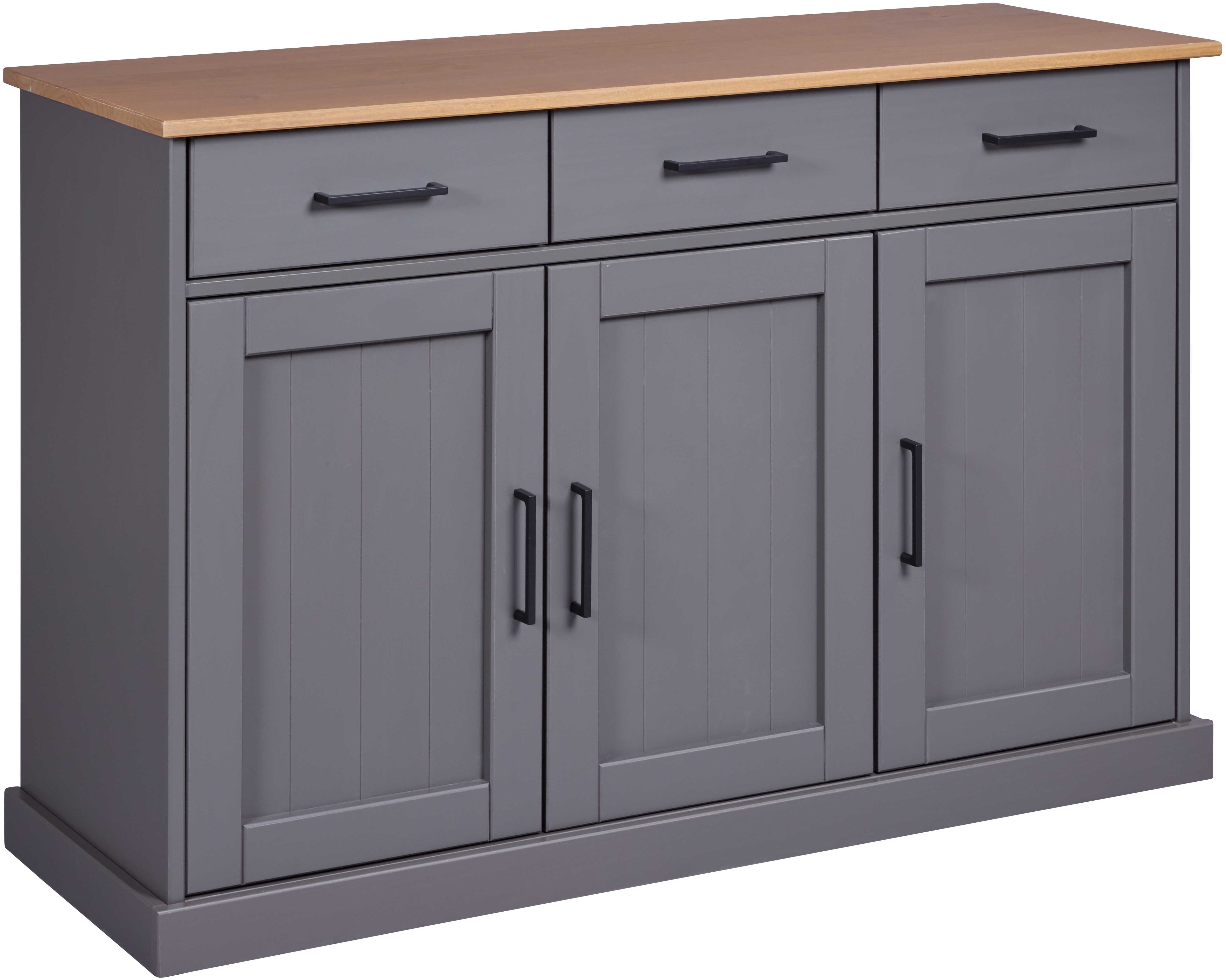 Anrichte INTER LINK "Sideboard Forenzo", anthrazit, eiche colori, B:131cm H:86cm T:45cm, Massivholz, Sideboards