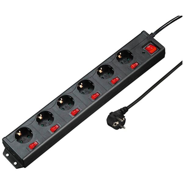 Hama 6-fach Steckdosenleiste mit Überspannungsschutz »6+1 XL« schwarz, 47x5x8 cm Image