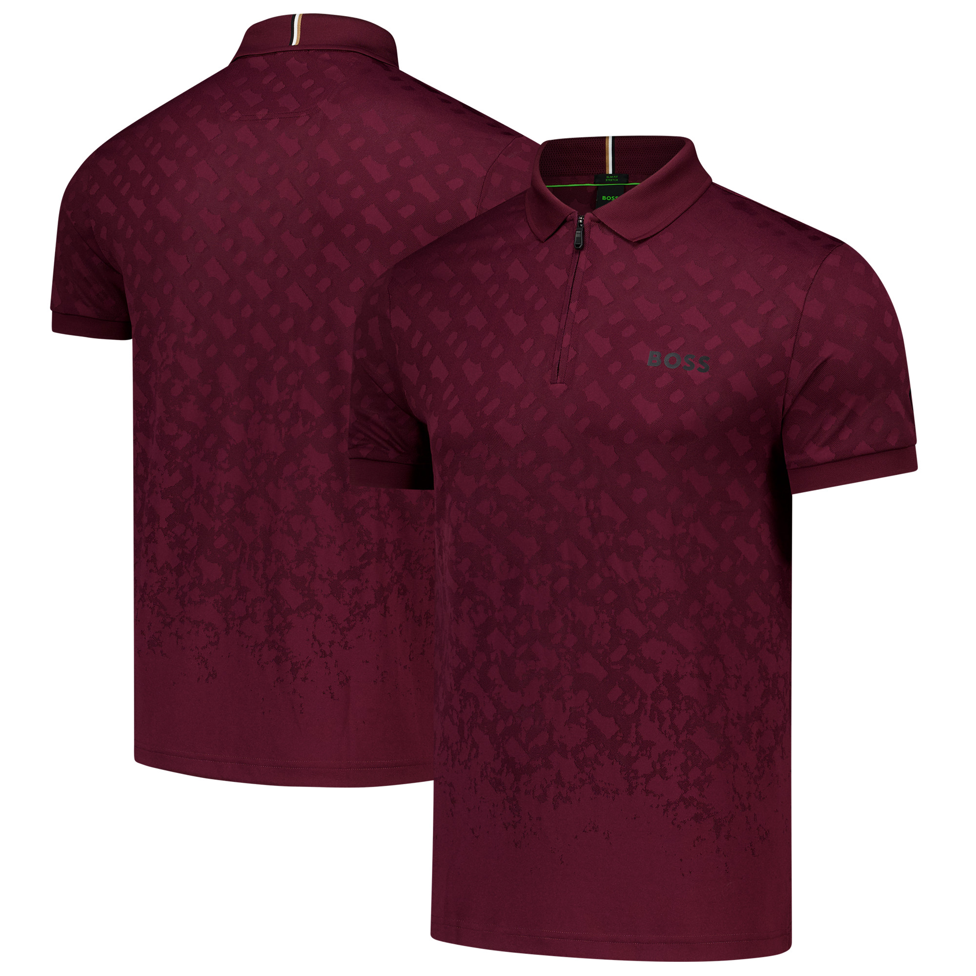 The Open Hugo Boss Philix Jacquard Polo – Burgunderrot Image