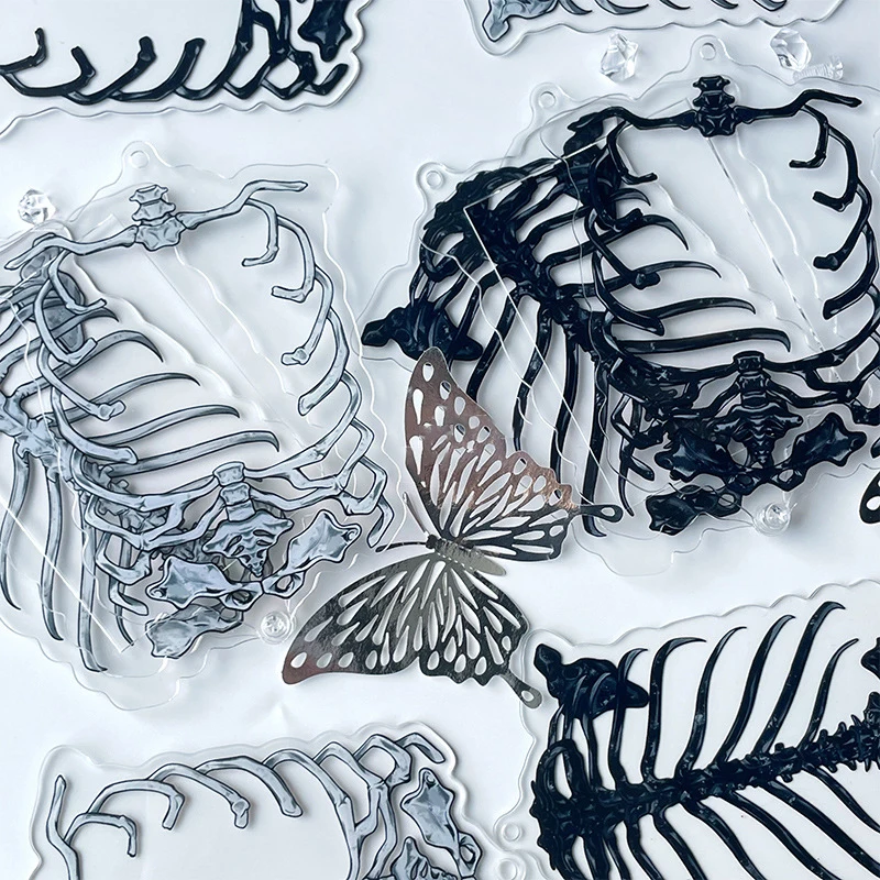 GGE 3-Inch Acrylic Photo Frame Gothic Card Gumei Display Frame Skull Skeleton Photo Frame Can Accommodate Photo Size 5.5x8.5cm