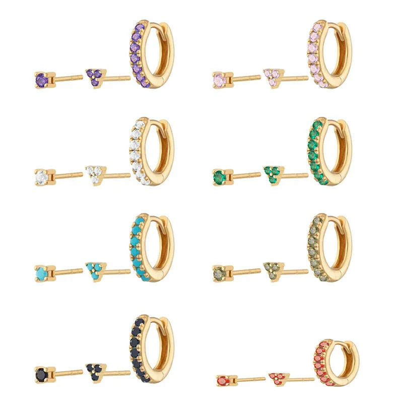 Diamond Trinity Combination Earrings, Stud Earrings, INS Style, Fashion, Versatile, Trendy Earrings, Earrings, Earrings, Women