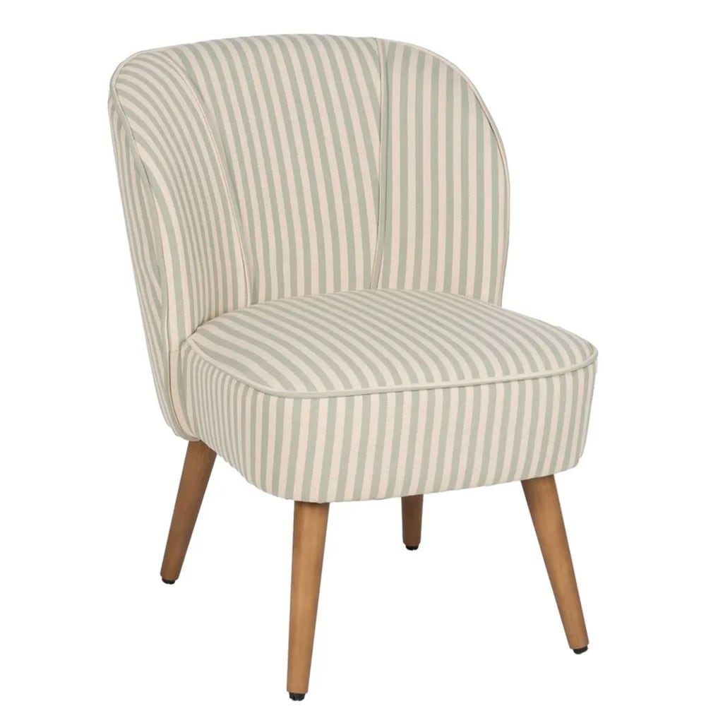 Fauteuil crapaud beige rayures vertes 54x64x73cm