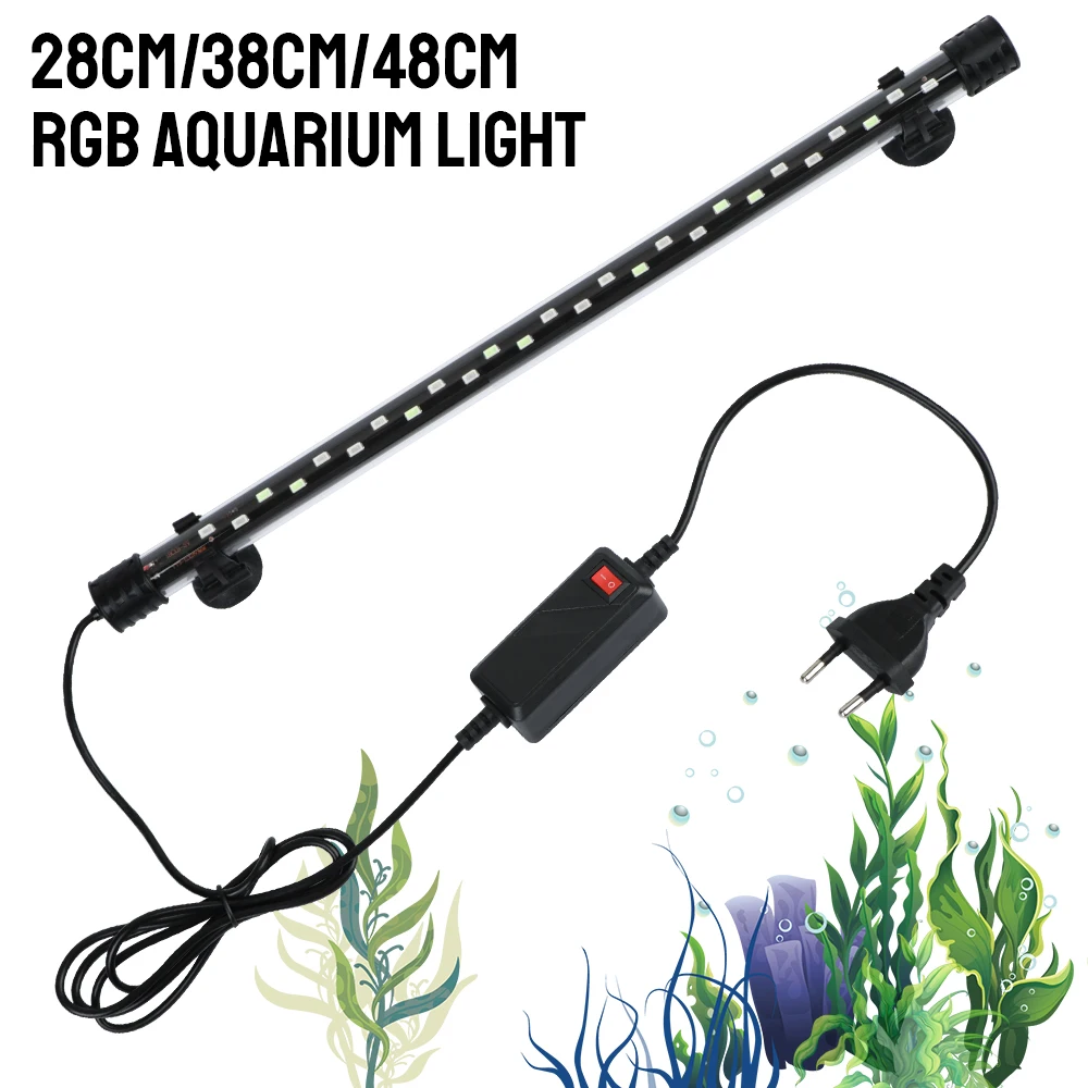 Aquarium Lichtleiste Unterwasser RGB EU Stecker AC 90 ~ 260V Aquarium Tauchlampe Wasserdicht 28/38/48cm Image