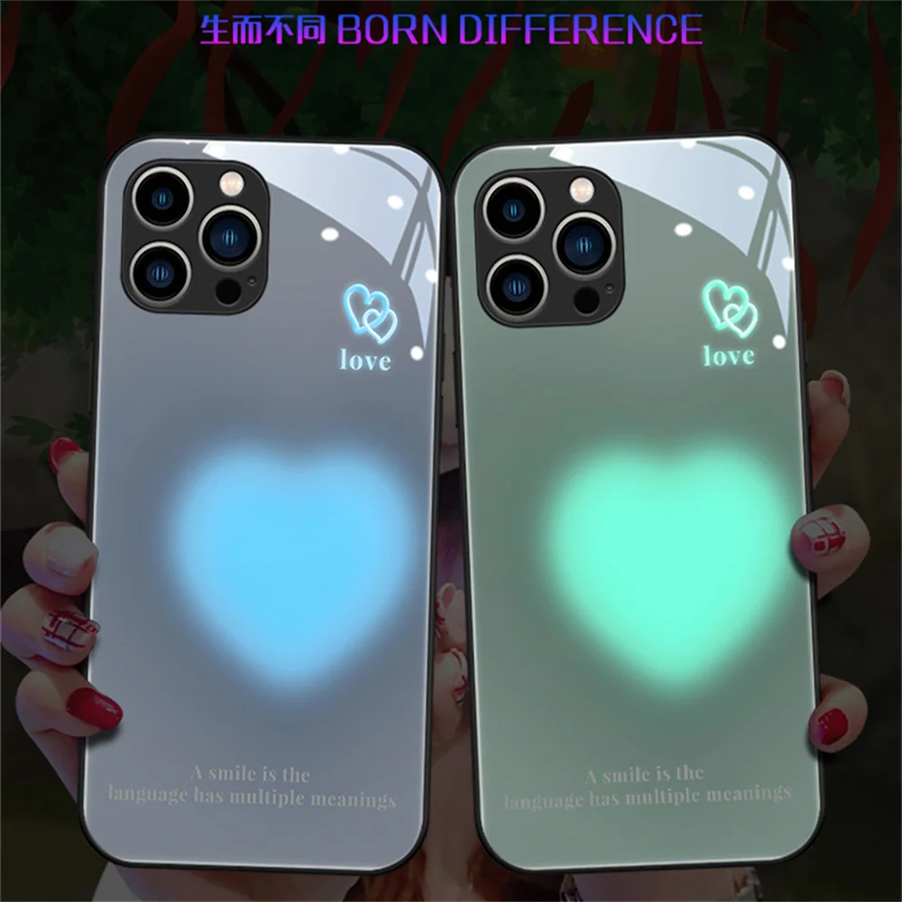 So süßes Herz-Design, intelligente, sprachgesteuerte LED-Licht-Telefonhülle für iPhone Air 17 16 E 15 14 13 12 11 Pro Max Plus SE2020 Image