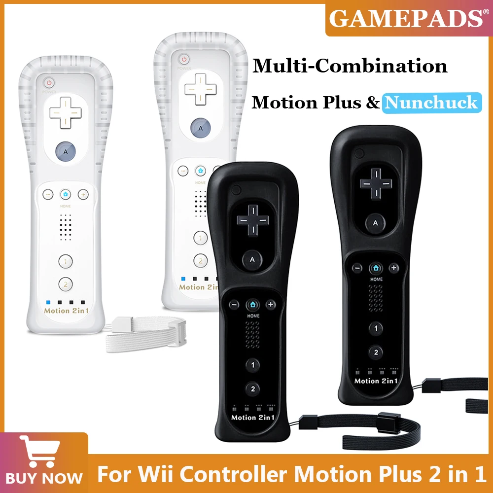 Für Wii-Fernbedienung mit Wii Motion Plus Inside | Shock Wii Nunchuk Controller | Kompatibel für Nintendo Wii, Wii U Image