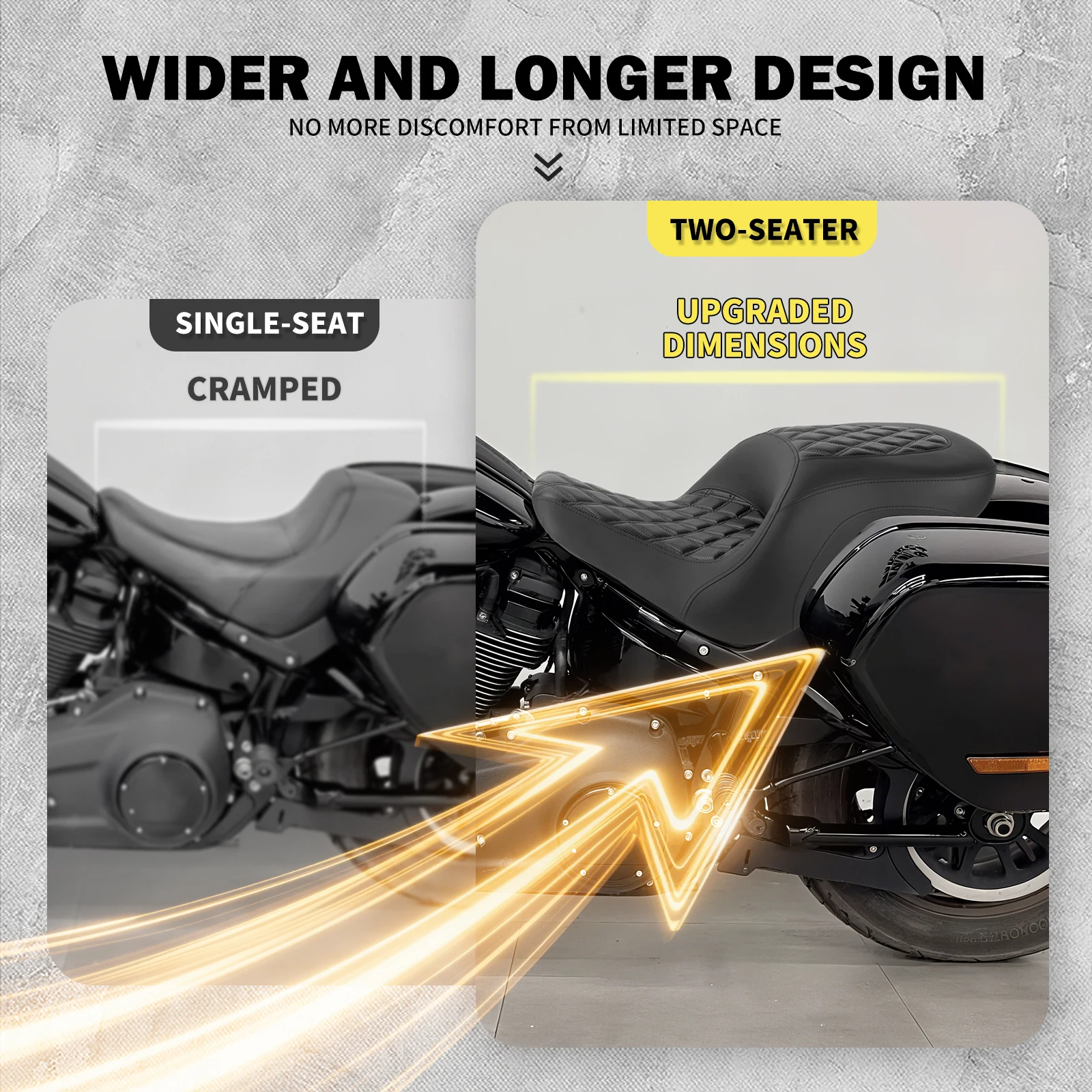 Motorrad Fahrer Beifahrersitz Vorne Hinten Zwei Up Kissen Sitz Für Harley Softail Sport Glide Low Rider S Low Rider ST 2018-24