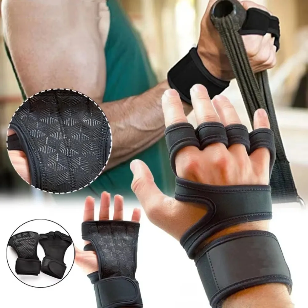 Fitness Männer Frauen Handschuhe Gym Gewichtheben Halbe Finger Handgelenk-Schutz Handschuhe Training Hanteln Anti-Keule Anti Slip Handschuhe Image