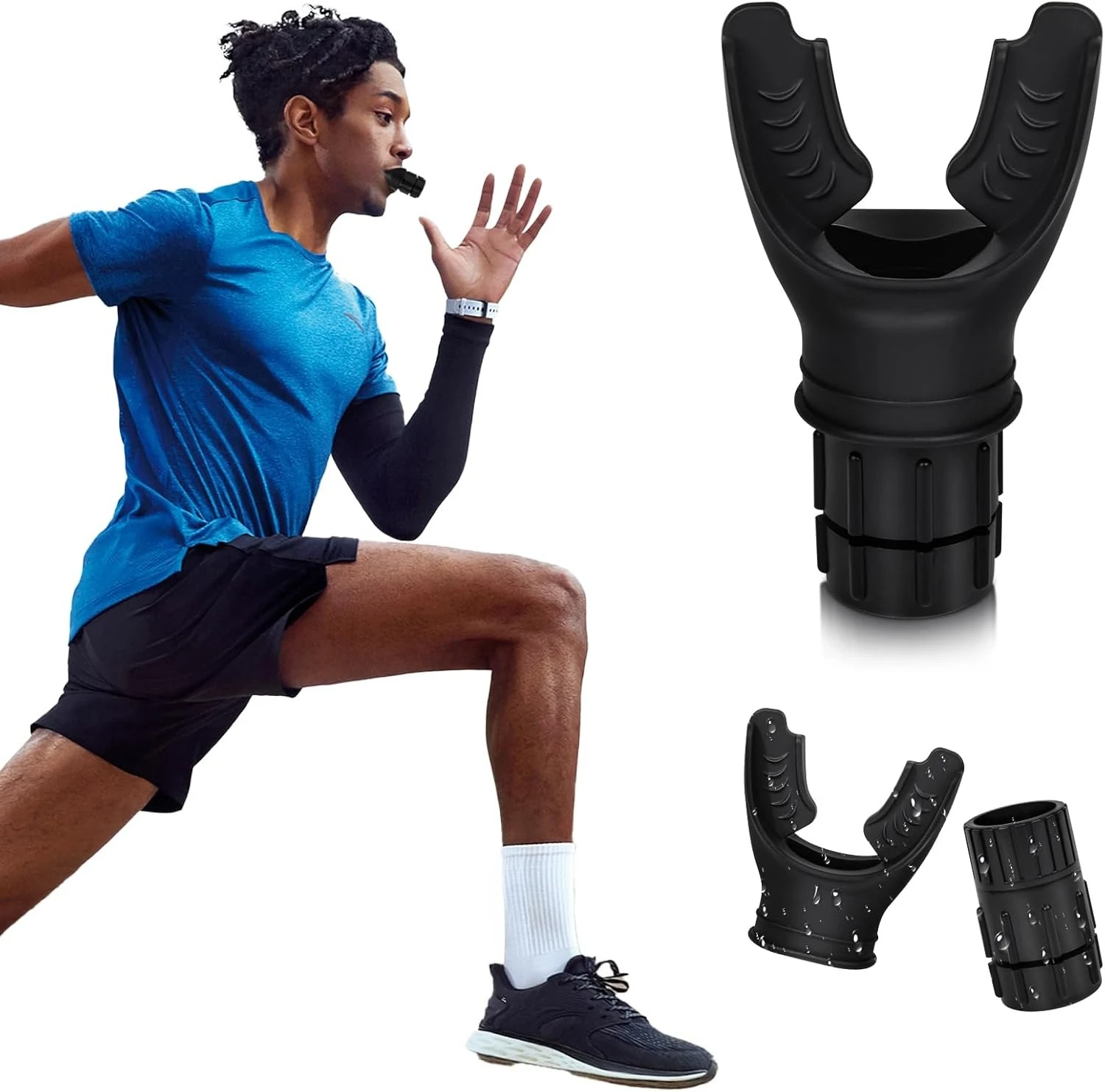 Atemtrainer mit einstellbarem Widerstand | Fortschrittliches tragbares Silikon | Kompakte Lungenübungsausrüstung | Leicht zu reinigen Image