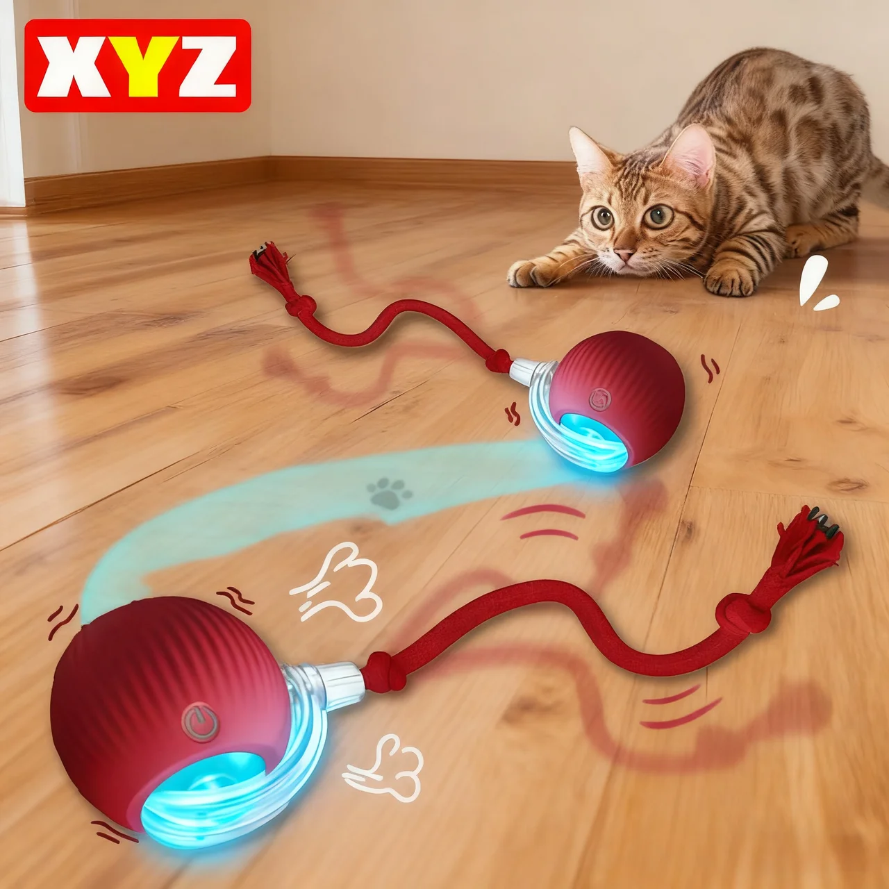 Nuovo giocattolo interattivo per gatti Palla rotolante automatica Coda finta Ricaricabile Smart Pet Giocattolo elettrico Addestramento per cani e gatti Imitare il mouse