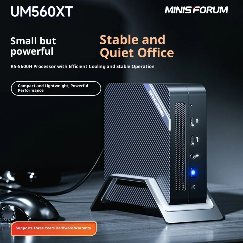 MINISFORUM UM560 XT: AMD Ryzen R5-5600H AI Mini-PC, leistungsstarker, leiser Büro-Desktop Image