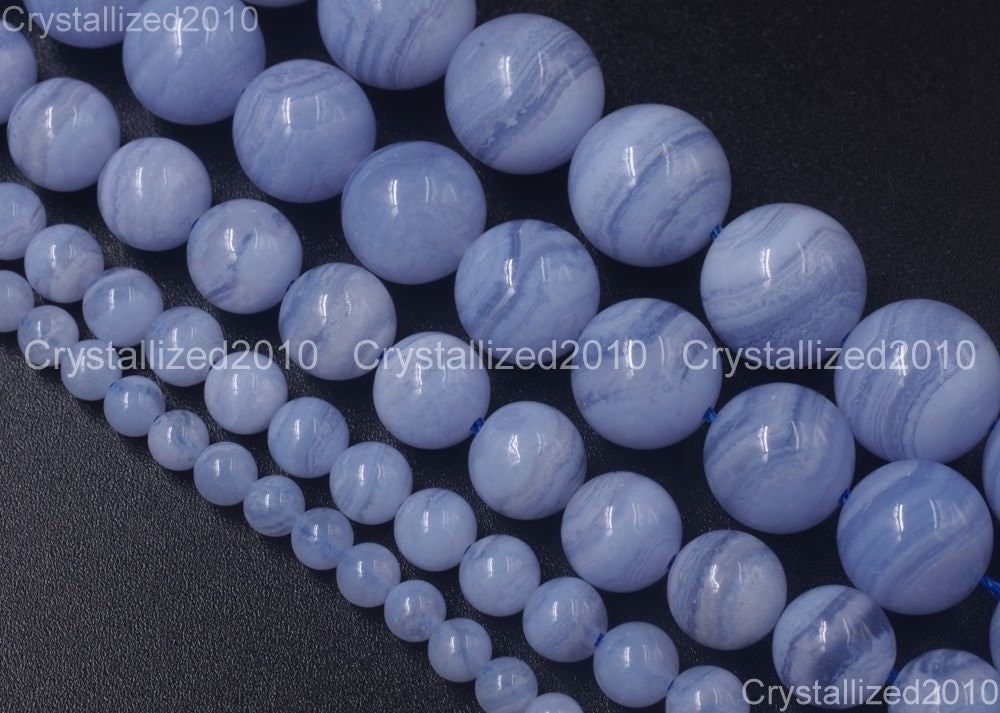 AAA calcédoine naturelle dentelle bleue agate pierres précieuses violettes boules rondes espaceur perles 2 mm 3 mm 4 mm 6 mm 8 mm 10 mm 12 mm 14 mm 15