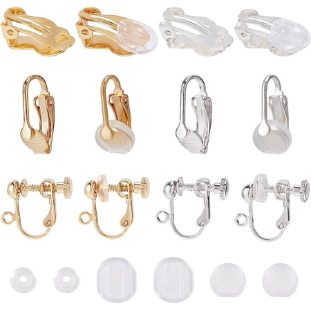 1 Box 12Pcs 24K Gold Plated 925 Sterling Silver Plated Earring Findings Earrings Converter Set Screw Back Earring Converter Clip Earrings for Jewelry Making Accessories DIY Craft Supplies for DIY