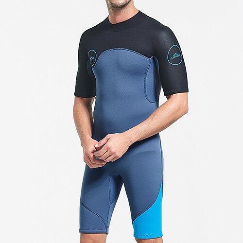 Herren 3mm Neopren-Tauchanzug Ganzkörper-Rashguard Einteiliger Surfanzug Farbblockierung Warm UV Schutz Kurzarm Tauchanzüge Surfen Kanufahren Schnorcheln Frühling Image