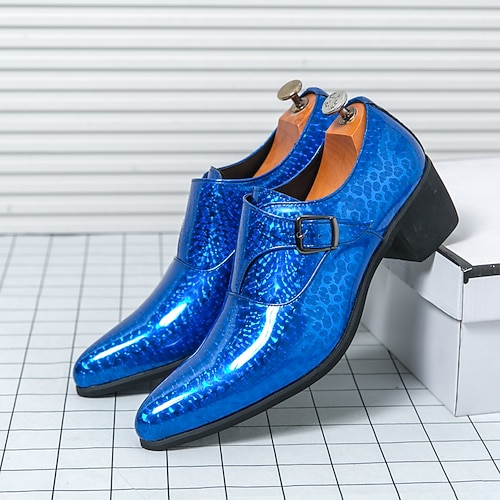 Blaue Herren-Slipper aus Lackleder mit Schnalle – stilvolles, formelles Schuhwerk für besondere Anlässe und Abendgarderobe Image