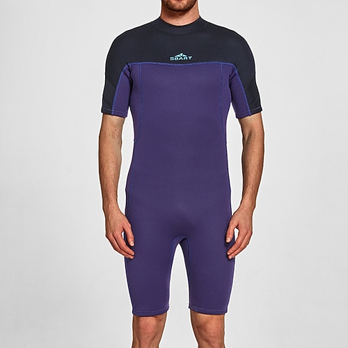 Herren 3mm Neopren-Tauchanzug Ganzkörper-Rashguard Einteiliger Surfanzug Farbblockierung Bauchkontrolle Kurzarm Tauchanzüge Surfen Kanufahren Schnorcheln Frühling Image