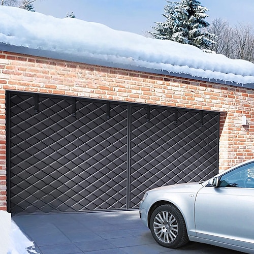 Winter-Garagentorabdeckung aus verdicktem Oxford-Gewebe, isolierender Thermovorhang, bohrfrei, winddicht, kältebeständig, Türpaneel für Heimwerkstatt Image