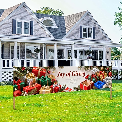 Weihnachtliches Außenbanner – fantasievolle Dekoration im Weihnachtsstil mit Waldtiermotiven für Garten, Wand oder Garagentor.