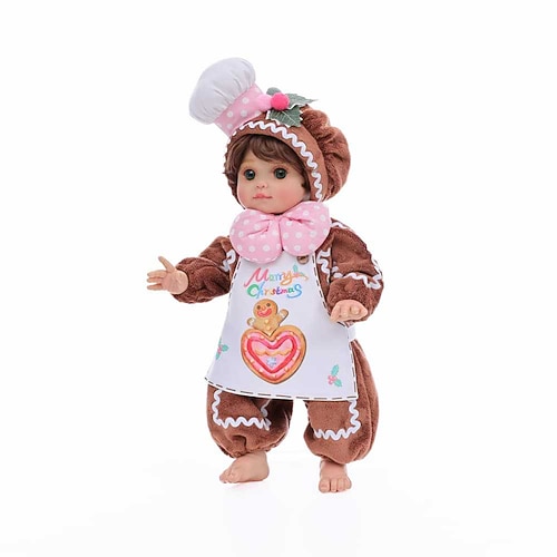 18 Vinyl Süße lebensechte Reborn Baby Puppe Neugeborene Puppe für Weihnachtsgeschenk Realistische Babypuppe mit Keksbekleidung Grüne Augen Name Sugarbell Image