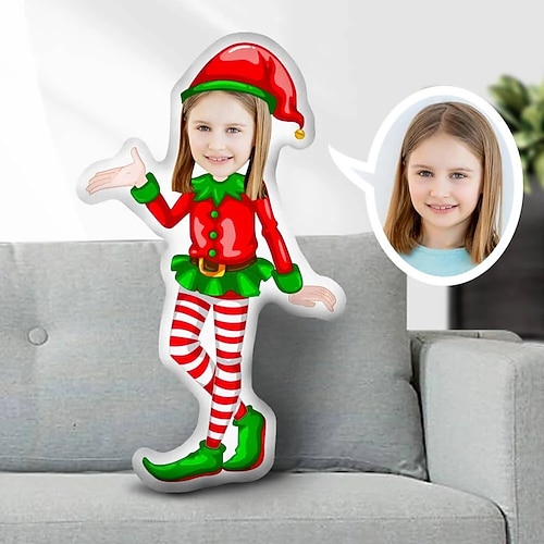 Personalisiertes Fotokissen für Weihnachten, kreatives DIY-Kissen in Humanoidform, lustiges Geburtstagsgeschenk für Freunde, einzigartiges Fotokissen, individuelle Fotogeschenke zu Weihnachten Image