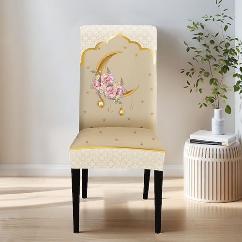 Stuhlhussen mit orientalischem Muster, festliche Esszimmerdekoration, abnehmbare und waschbare Bezüge, staubdichter Sitzschutz für Zuhause, Küche, saisonale Feiertage und Partys