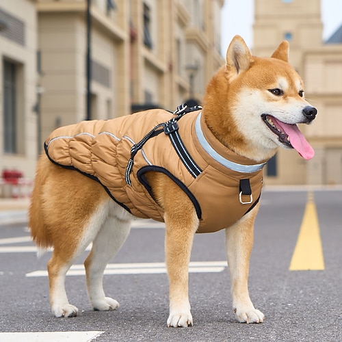 warmer Hundemantel, wasserdichte Hundejacke, Welpen-Wintermantel mit Schnallen, reflektierenden, verstellbaren Hunde-Schneejacken, Fleece-Pullover für mittelgroße bis große Hunde Image