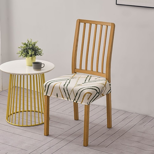 Stretch-Stuhlsitzbezüge, bedruckt, modern, schlicht, abnehmbar, waschbar, für Esszimmerstühle, geeignet für Küche, Esszimmer und Restaurant. Image