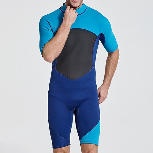Herren 3mm Neopren-Tauchanzug Ganzkörper-Rashguard Einteiliger Surfanzug Farbblockierung Warm UV Schutz Kurzarm Tauchanzüge Surfen Kanufahren Schnorcheln Frühling Image