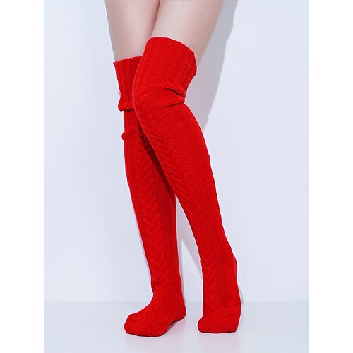 Damen-Overknee-Socken aus Acrylstrick – weich, warm, perfekt für Weihnachten, in verschiedenen Größen erhältlich Image