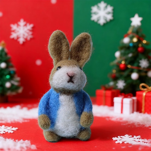 Ideal Weihnachtsgeschenke für Enkelkinder Mädchen Jungen Waldorf-Puppen Zubehör handgemachtes Wollweiches Babykaninchen Mädchen Begleit-Rag Dolls Geburtstagsgeschenk Strickpuppe niedliche Mädchen Image