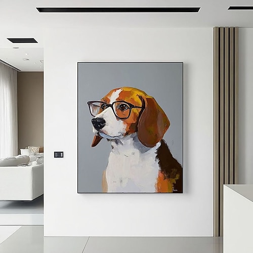 Handgemaltes abstraktes Beagle-Ölgemälde im Goldstil auf Leinwand, Poster mit Tiermotiven, Wanddekoration für Schlafzimmer und Wohnbereich, Geschenk für Tierliebhaber, Tiergemälde, Haustier-Ölgemälde Image