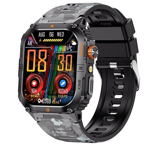 iMosi YK12 Smartwatch 2 Zoll Smartwatch Fitnessuhr Bluetooth Schrittzähler Anruferinnerung Aktivitäts-Tracker Kompatibel mit Android iOS Damen Herren Langer Standby Freisprechanrufe Anpassbares Image